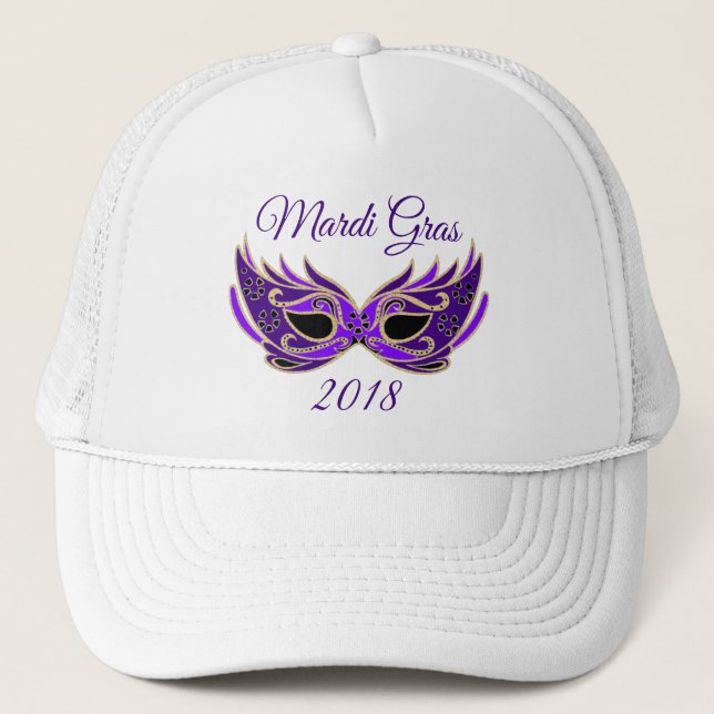 Mardi Gras 2018 Maske Truckerkappe (Vorderseite)