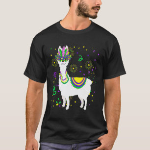 Mardi Gras 2021 Lama Mit Federmaske Paradenfan T-Shirt