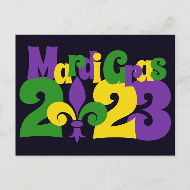 Mardi Gras 2023 Fleur-de-lis Postkarte (Vorderseite)
