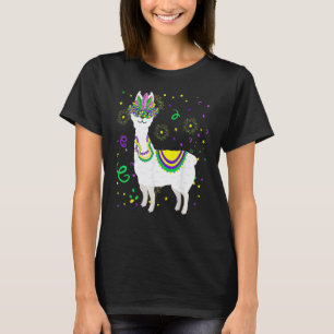 Mardi Gras 2023 Lama Mit Federmaske Paraden Fan T-Shirt
