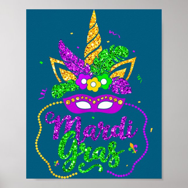 Mardi Gras 2024 Mask Beads New Orlean Party Women  Poster (Vorne)
