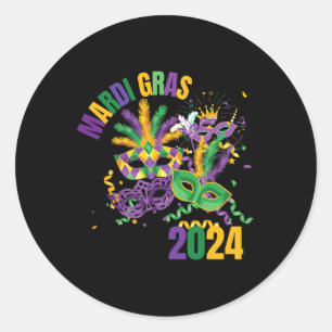 Mardi Gras 2024 Mask Mardi Gras Party for Men Wome Runder Aufkleber