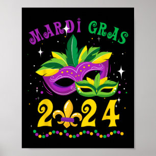 Mardi Gras 2024 Maske Fleur De Lys Perlen Nola Kar Poster