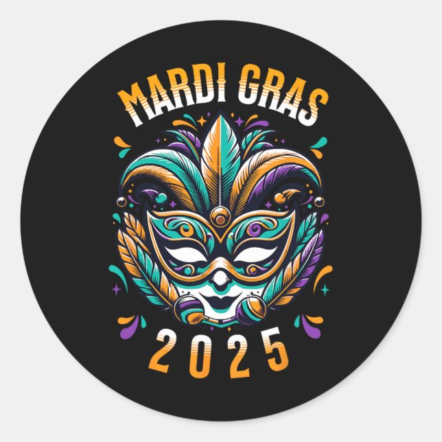 Mardi Gras 2025 Carnaval Jazz Runder Aufkleber (Vorderseite)