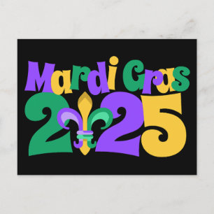 Mardi Gras 2025 Fleur-de-lis Feiertagspostkarte