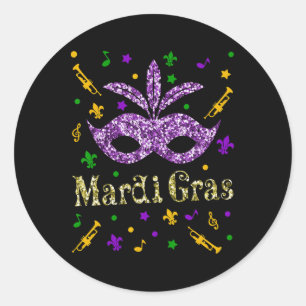 Mardi Gras 2025 - Frauen Girls New Orleans Mask Be Runder Aufkleber