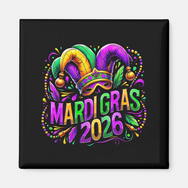 Mardi Gras 2026 Jester Hat Carnival New Orleans Fl Magnet (Vorne)