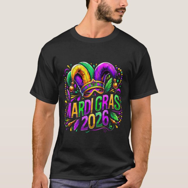 Mardi Gras 2026 Jester Hat Carnival New Orleans Fl T-Shirt (Vorderseite)