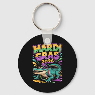 Mardi Gras 2026 Karneval Alligator Schlüsselanhänger