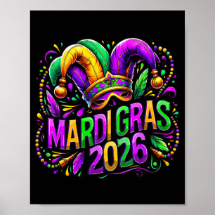 Mardi Gras 2026 Narrenhut Karneval New Orleans Fl Poster