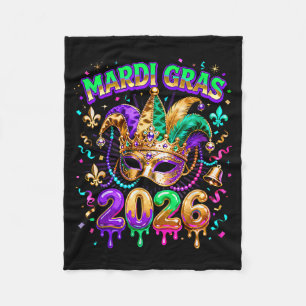 Mardi Gras 2026 Squad Karneval Maske Perlen Design Fleecedecke
