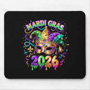 Mardi Gras 2026 Squad Karneval Masken Perlen Desig Mousepad