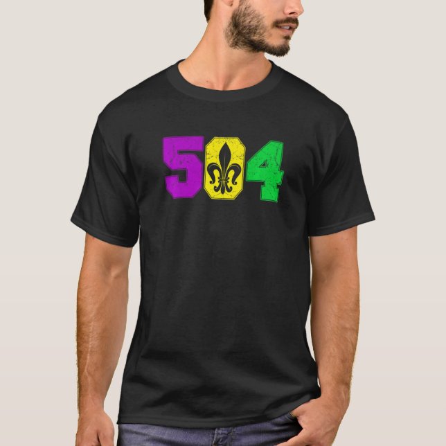 Mardi Gras 504 New Orleans Party T-Shirt (Vorderseite)