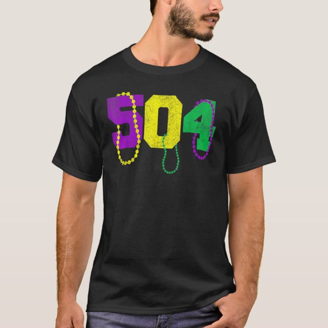 Mardi Gras 504 Nola New Orleans Louisiana LA Festi T-Shirt (Vorderseite)