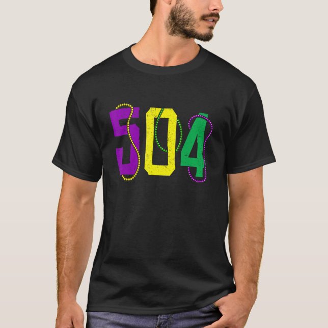 Mardi Gras 504 Nola New Orleans Louisiana LA Festi T-Shirt (Vorderseite)