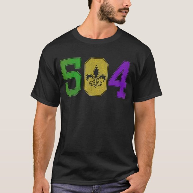 Mardi Gras 504 Nola T-Shirt (Vorderseite)