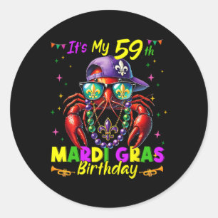 Mardi Gras 59. Geburtstag Fett Dienstag 59 Jahre a Runder Aufkleber