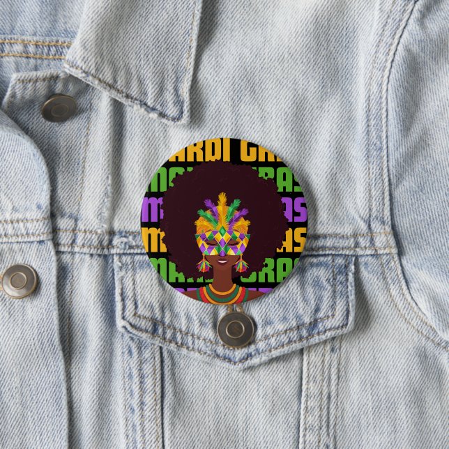 MARDI GRAS Afro Queen Button (Beispiel)