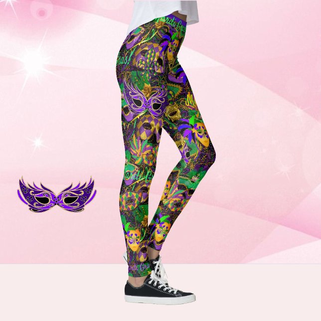 Mardi Gras Alles Perlen Maski Party Leggings (Von Creator hochgeladen)
