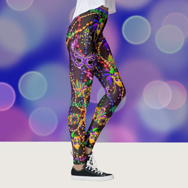 Mardi Gras Alles Perlen Maski Party Leggings (Von Creator hochgeladen)