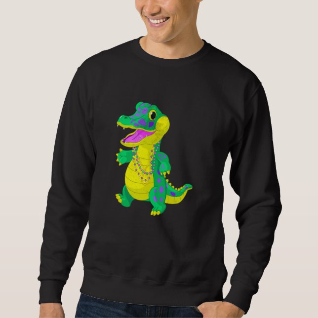 Mardi Gras Alligator Beads Festival Parade Party B Sweatshirt (Vorderseite)