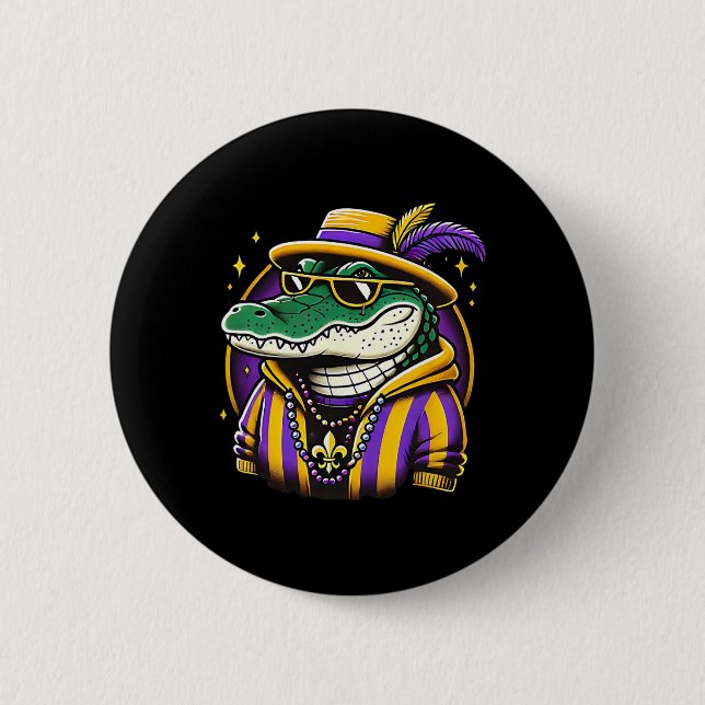 Mardi Gras Alligator Boys Men Mardi Gras 1 Button (Vorderseite)