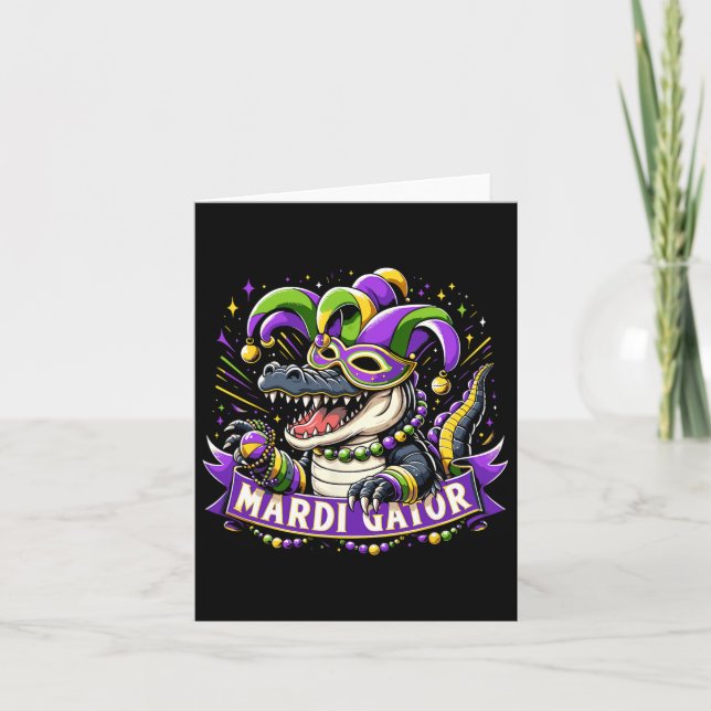 Mardi Gras Alligator Celebration Mardigator Karte (Vorderseite)