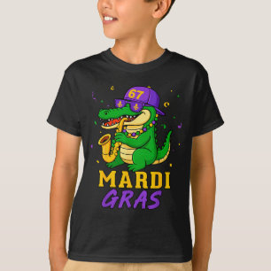 Mardi Gras Alligator für Kinder Jungen Männer Juge T-Shirt