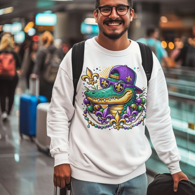Mardi Gras Alligator Gator Sweatshirt (Von Creator hochgeladen)