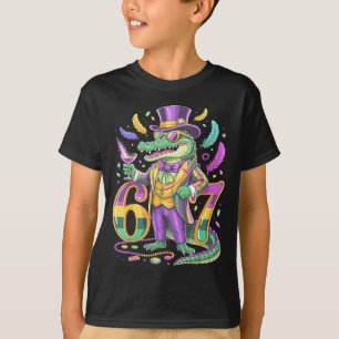 Mardi Gras Alligator Gentleman Schwanznummer 67 Ka T-Shirt