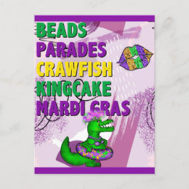 Mardi Gras Alligator Lila Green Gold Postkarte