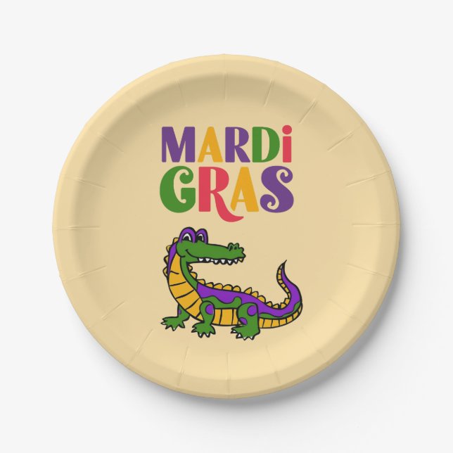 Mardi Gras Alligator, Mardi Gras Party Pappteller (Vorderseite)