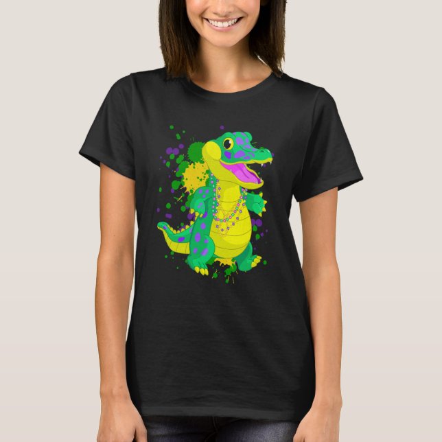 Mardi Gras Alligator Paint Splatter For Men Women  T-Shirt (Vorderseite)