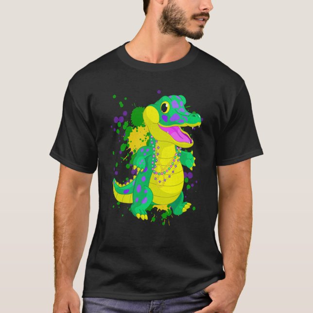 Mardi Gras Alligator Paint Splatter For Men Women  T-Shirt (Vorderseite)