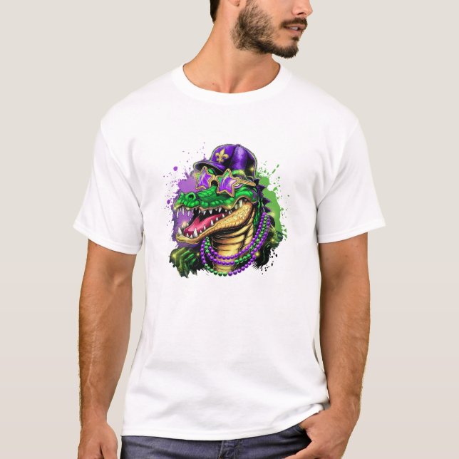 Mardi Gras Alligator Party Spirit T-Shirt (Vorderseite)