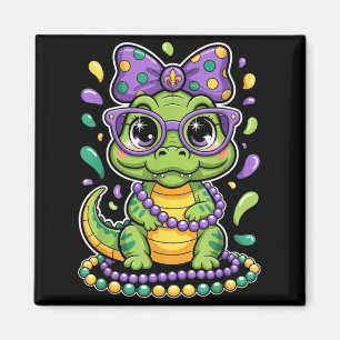 Mardi Gras Alligator Perlen Bogen Grafik Kunst Magnet