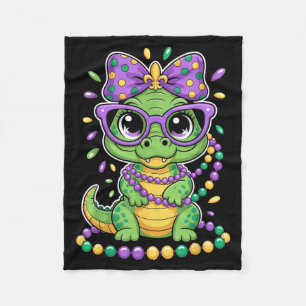 Mardi Gras Alligator Perlen Bogen Kinder Frauen Fleecedecke