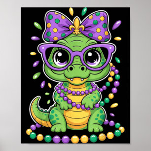 Mardi Gras Alligator Perlen Bogen Kinder Frauen Poster