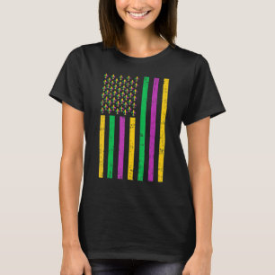 Mardi Gras American Flag Carnivals Festival Fleur T-Shirt