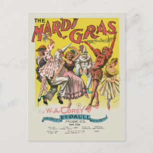 Mardi Gras Antik Gelb Poster Postkarte