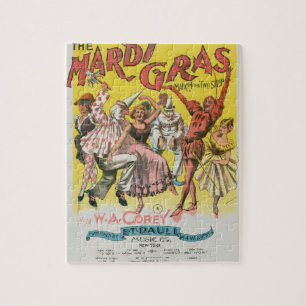 Mardi Gras Antiqu Gelbes Plakat Puzzle