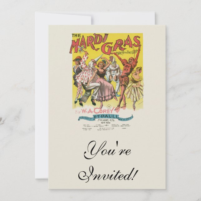 Mardi Gras Antique Yellow Poster Einladung (Vorderseite)