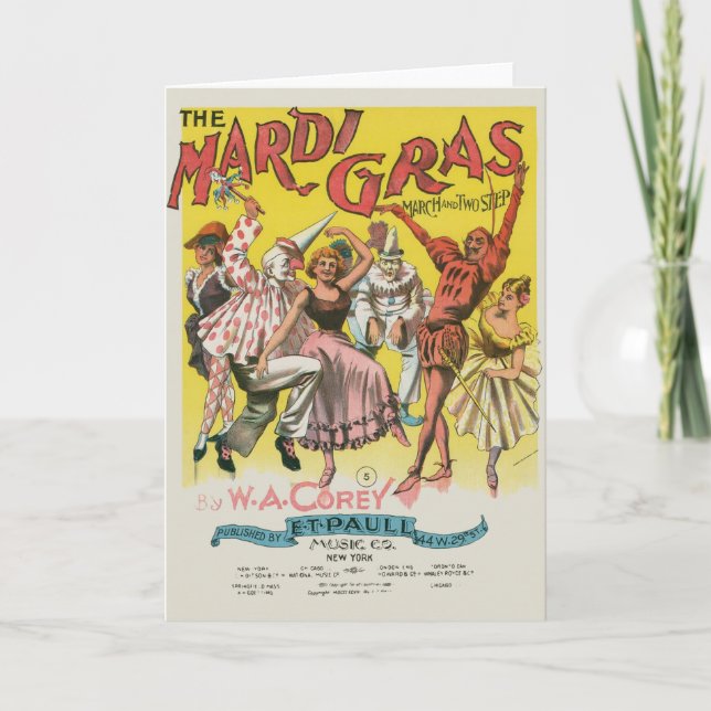 Mardi Gras Antique Yellow Poster Karte (Vorderseite)