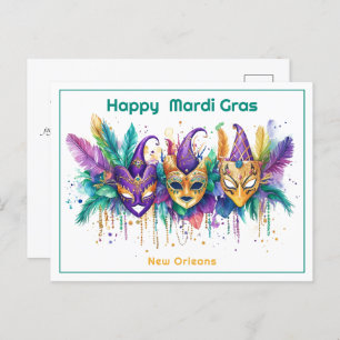 💚 💜 💛 Mardi Gras Aquarell Mischief Maker Postkarte