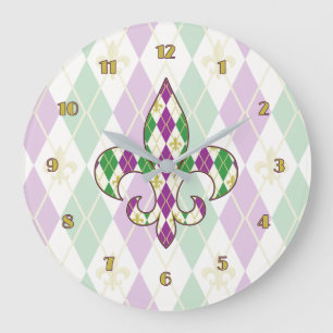 Mardi Gras Argyle Clock Große Wanduhr