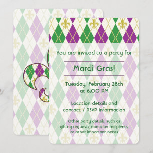 Mardi Gras Argyle Party Einladung