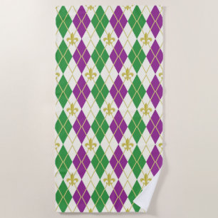 Mardi Gras Argyle-Strandtuch Strandtuch