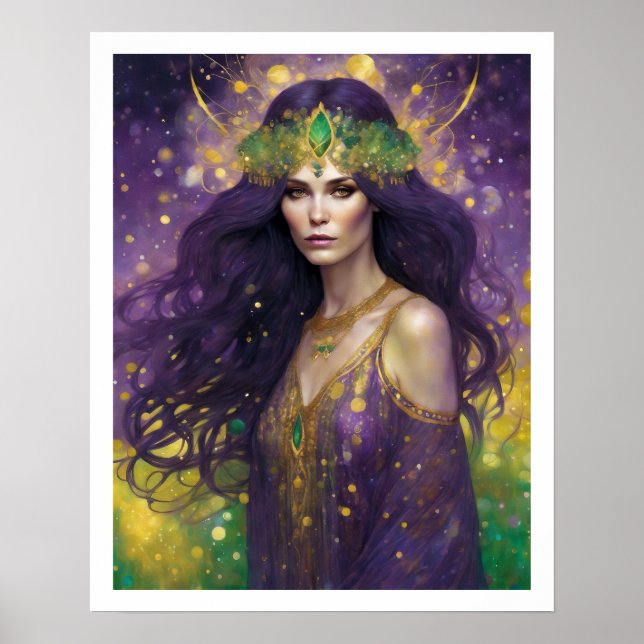 Mardi Gras Art Déco Lila Gown Poster (Vorne)