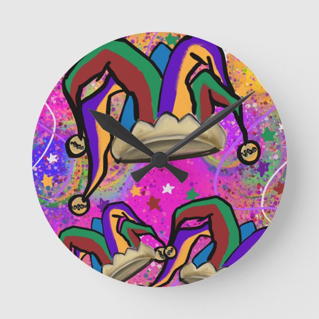 MARDI GRAS ART RUNDE WANDUHR (Vorderseite)