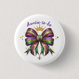 Mardi Gras Auntie-to-be Button